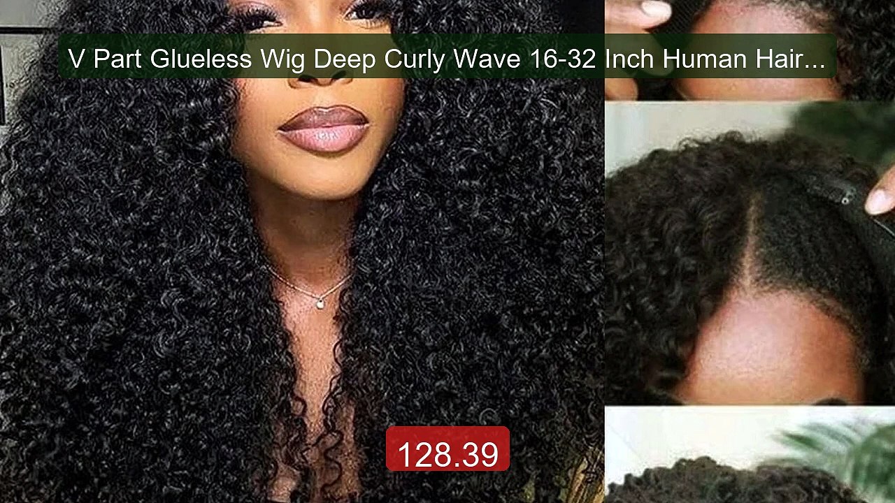 V Part Glueless Wig Deep Curly Wave 16-32 Inch Human Hair Wig... -- Amazing Value 2026 | Must Have!