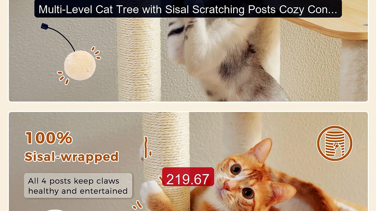 Multi-Level Cat Tree with Sisal Scratching Posts Cozy Condo Hammock... -- Top Rated 2026 | Buy Now!