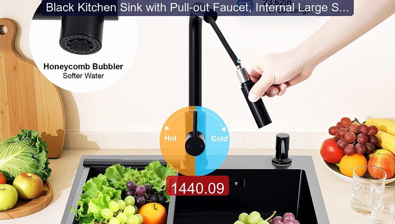 Black Kitchen Sink with Pull-out Faucet, Internal Large Size (... -- Best Buy 2026 | Great Quality!