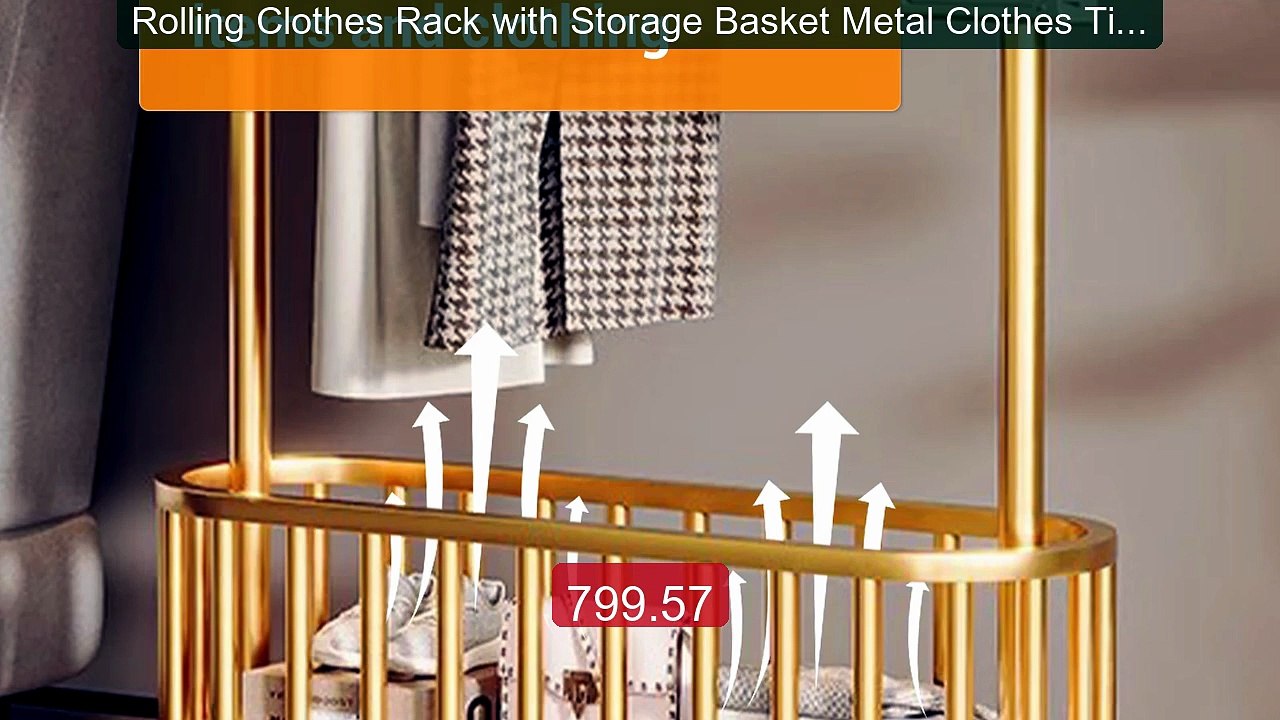 Rolling Clothes Rack with Storage Basket Metal Clothes Tidy Ra... -- Best Buy 2026 | Great Quality!