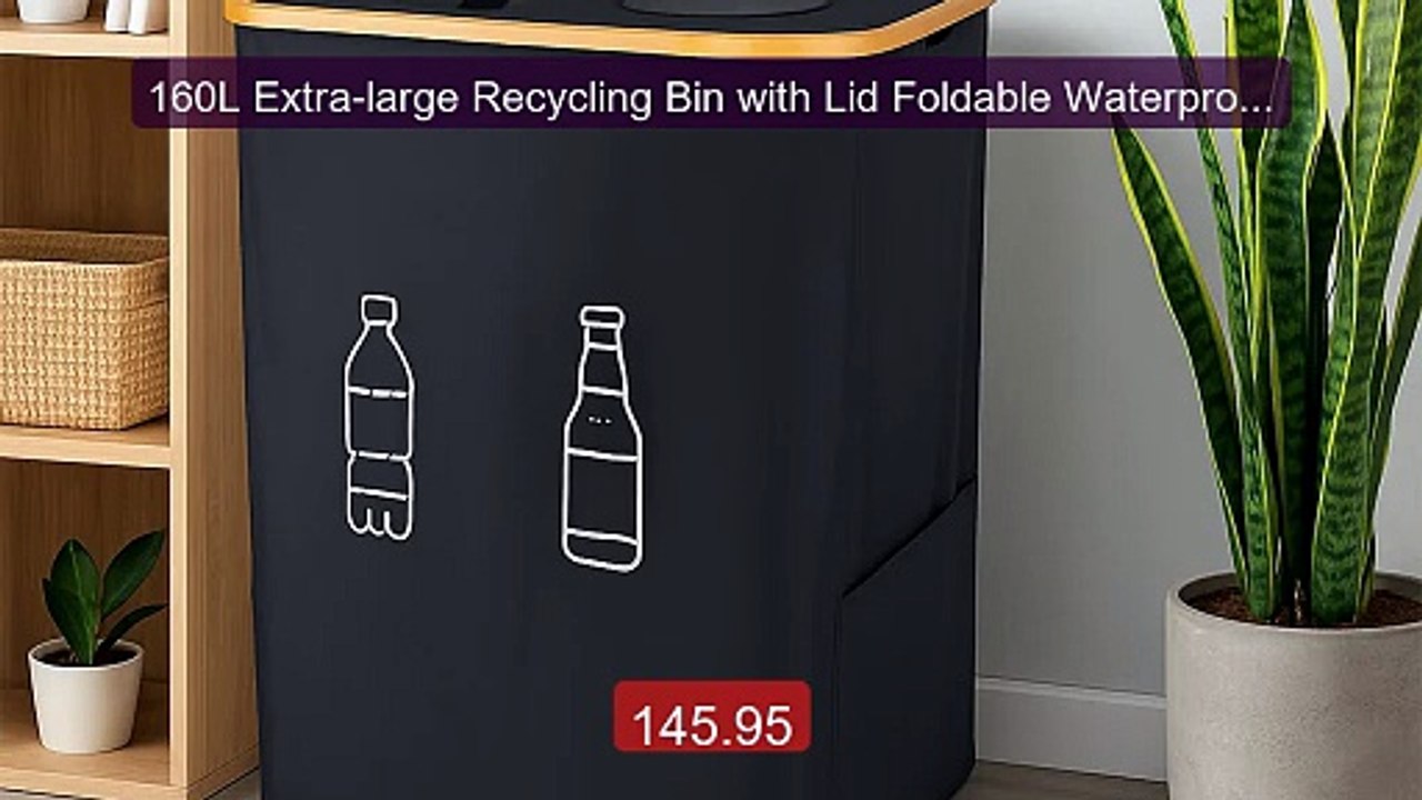 160L Extra-large Recycling Bin with Lid Foldable Waterproof St... -- Best Buy 2026 | Great Quality!