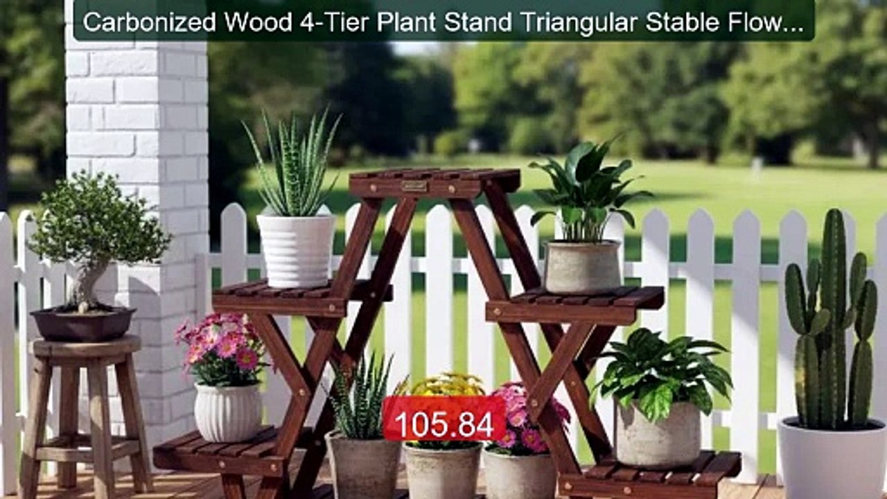 Carbonized Wood 4-Tier Plant Stand Triangular Stable Flower Shelf L... -- Top Rated 2026 | Buy Now!