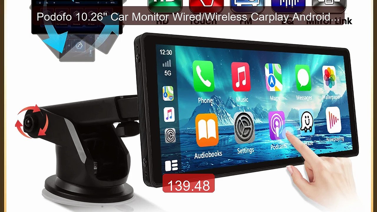Podofo 10.26'' Car Monitor Wired/Wireless Carplay Android Auto AirP... -- Top Rated 2026 | Buy Now!