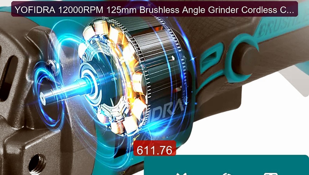 YOFIDRA 12000RPM 125mm Brushless Angle Grinder Cordless Cutting Pol... -- Top Rated 2026 | Buy Now!