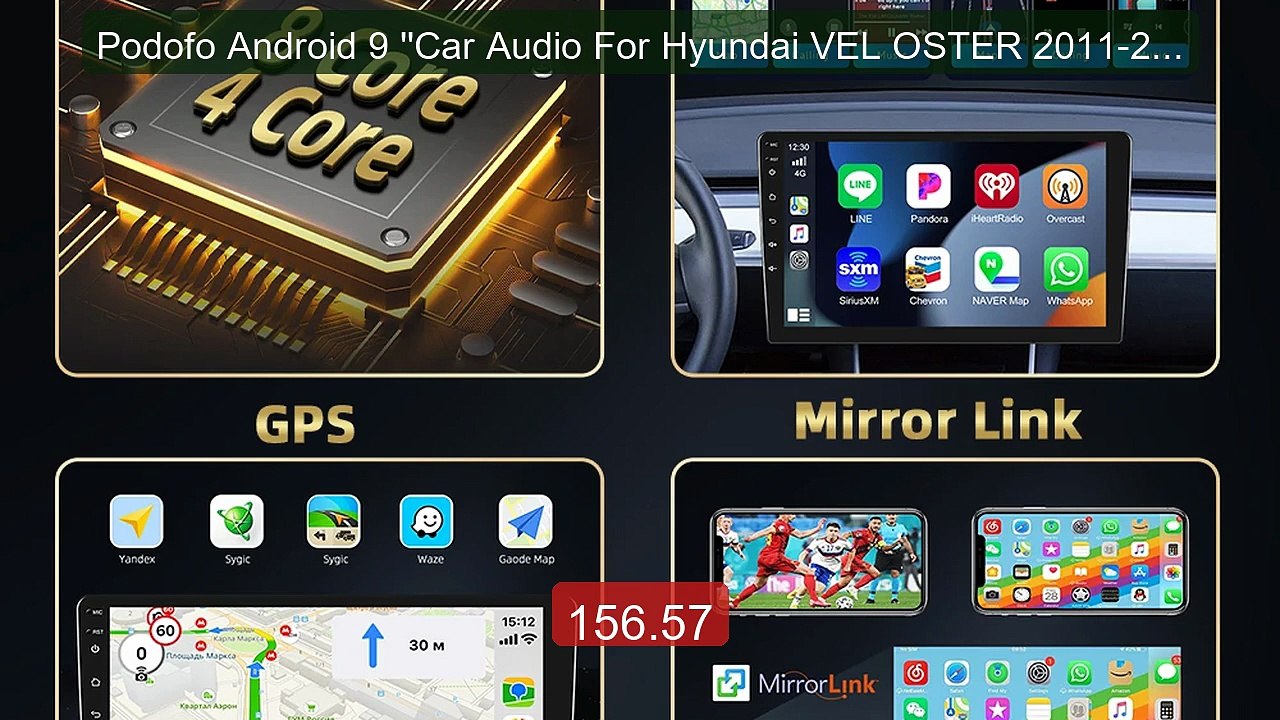 Podofo Android 9 ''Car Audio For Hyundai VEL OSTER 2011-2015 M... -- Best Buy 2026 | Great Quality!