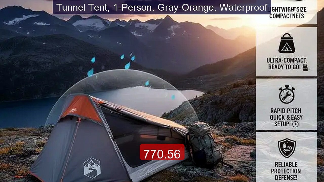 Tunnel Tent, 1-Person, Gray-Orange, Waterproof -- Best Buy 2026 | Great Quality!