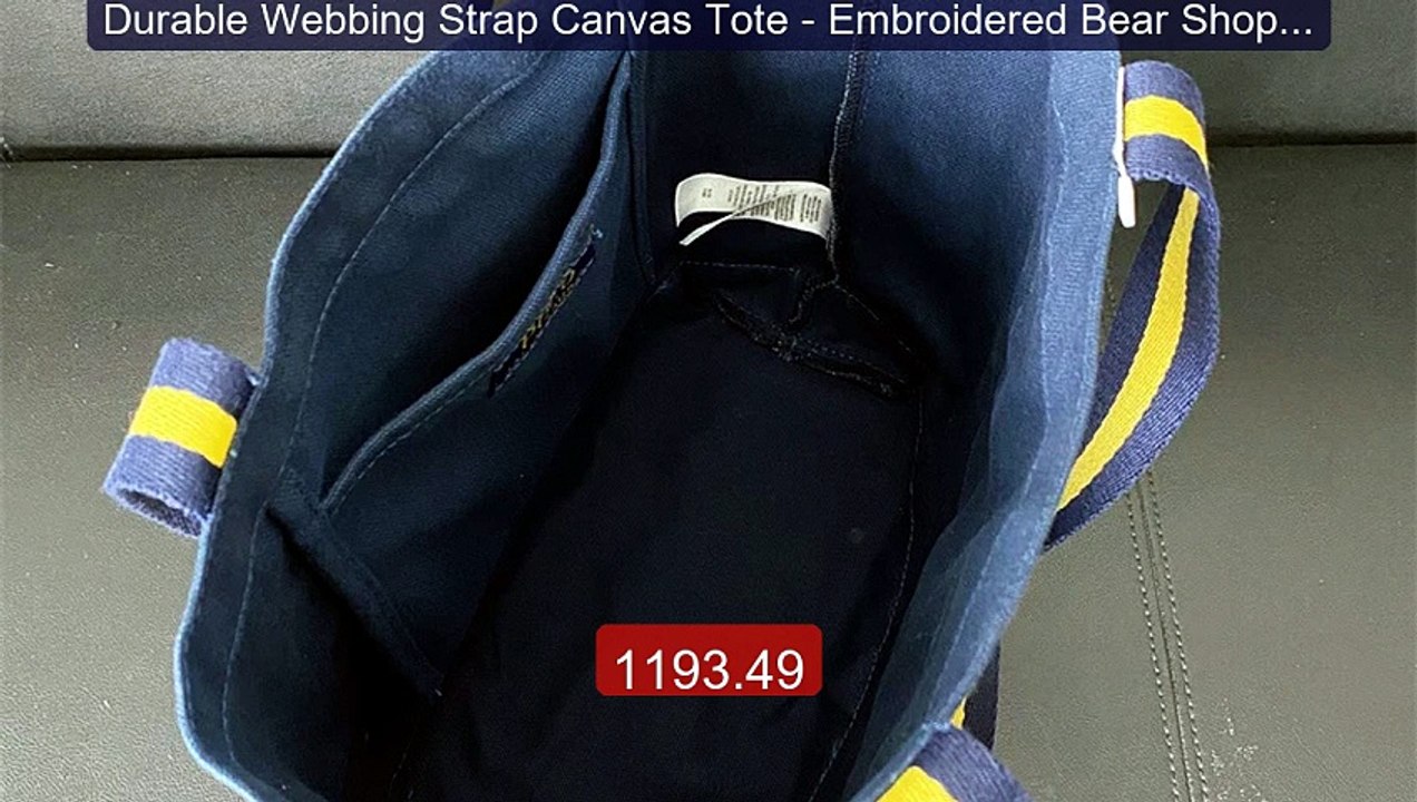 Durable Webbing Strap Canvas Tote - Embroidered Bear Shopping ... -- Hot Deal 2026 | Limited Offer!