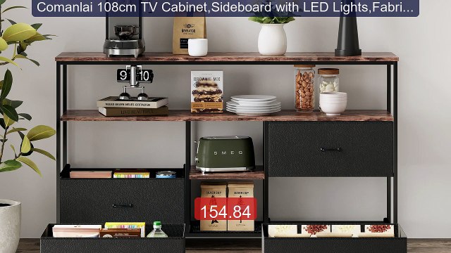 Comanlai 108cm TV Cabinet,Sideboard with LED Lights,Fabric Sto... Hot Deal 2026 | Limited Offer!