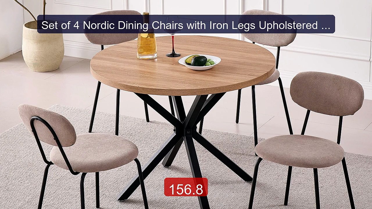 Set of 4 Nordic Dining Chairs with Iron Legs Upholstered Simp... -- Amazing Value 2026 | Must Have!