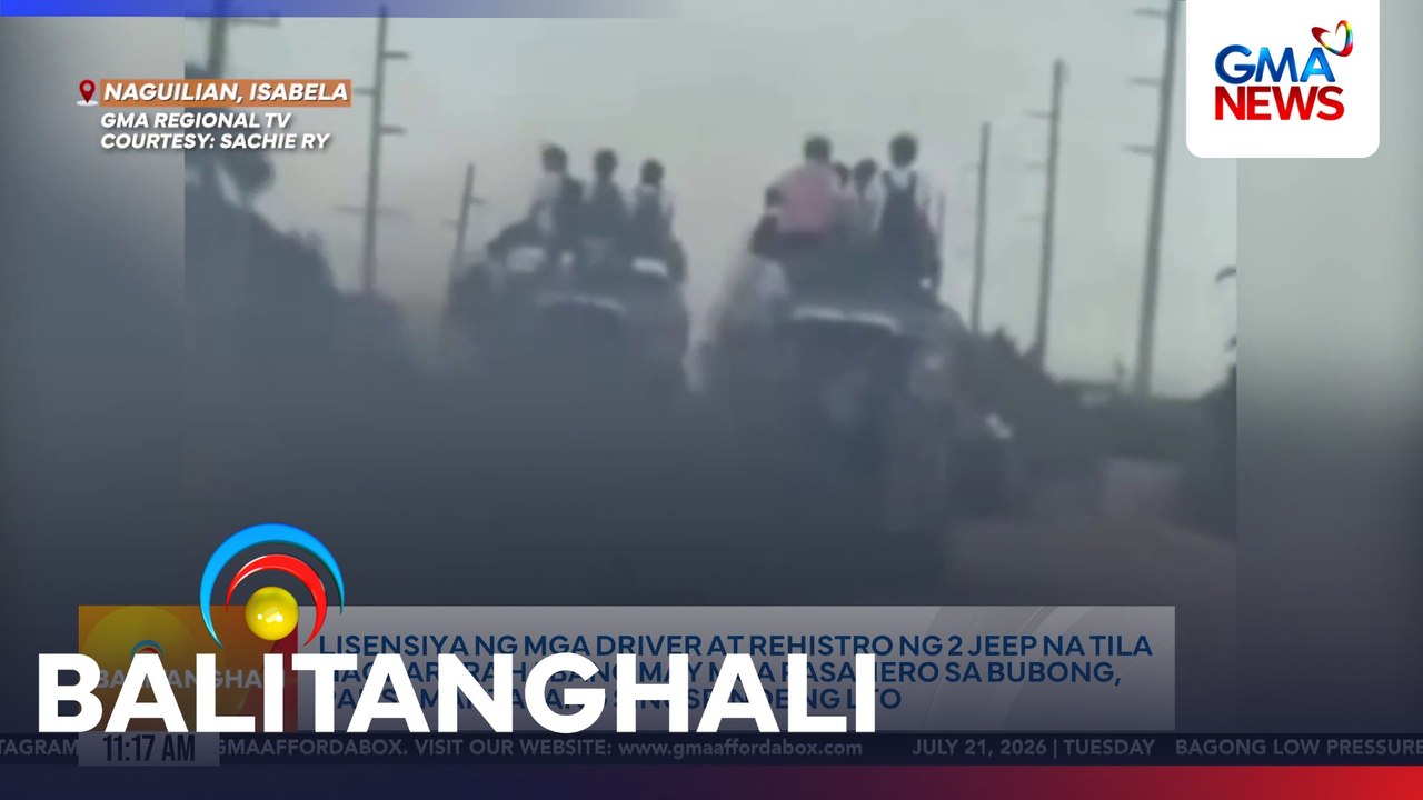 Lisensiya ng mga driver at rehistro ng 2 jeep na tila nagkarera habang may mga pasahero sa bubong, pansamantalang sinuspinde ng LTO | Balitanghali