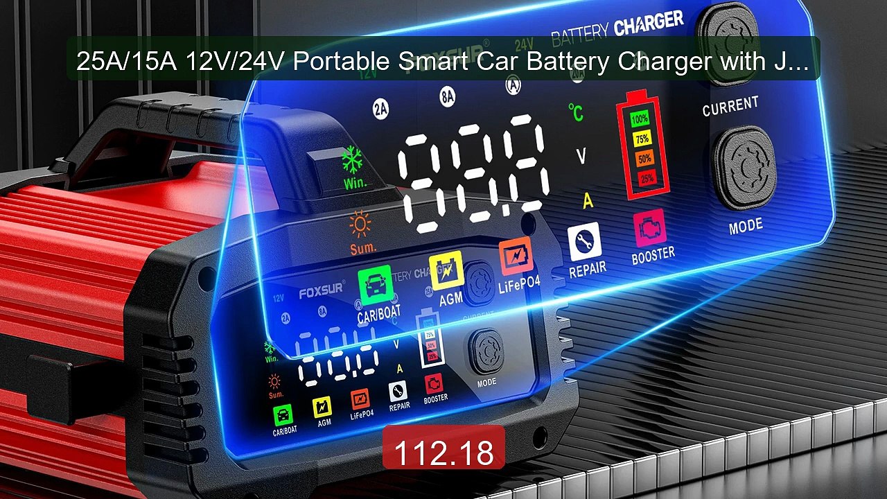25A/15A 12V/24V Portable Smart Car Battery Charger with Jump S... -- Best Buy 2026 | Great Quality!