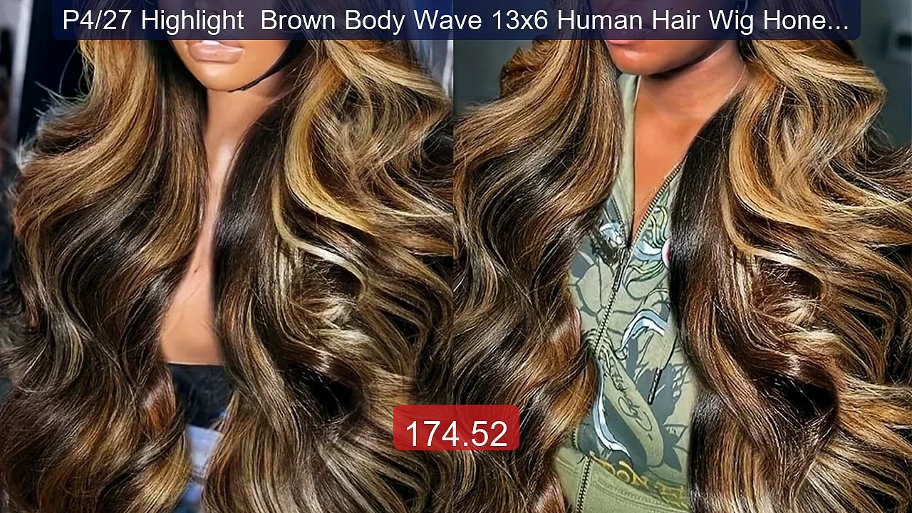 P4/27 Highlight  Brown Body Wave 13x6 Human Hair Wig Honey ... -- Top Pick 2026 | Unbeatable Price!
