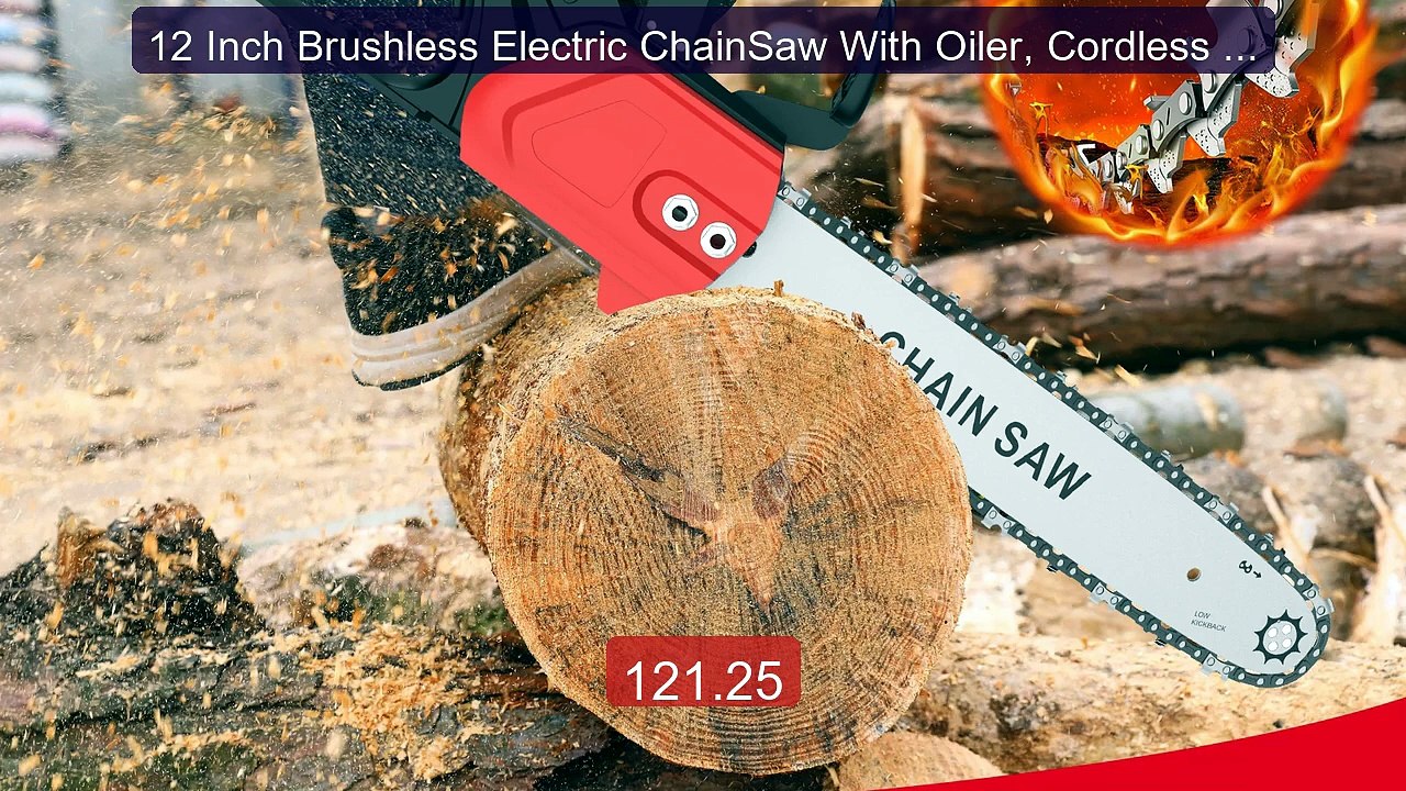 12 Inch Brushless Electric ChainSaw With Oiler, Cordless Batte... -- Best Buy 2026 | Great Quality!
