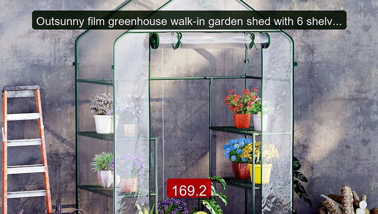 Outsunny film greenhouse walk-in garden shed with 6 shelves PV... -- Hot Deal 2026 | Limited Offer!