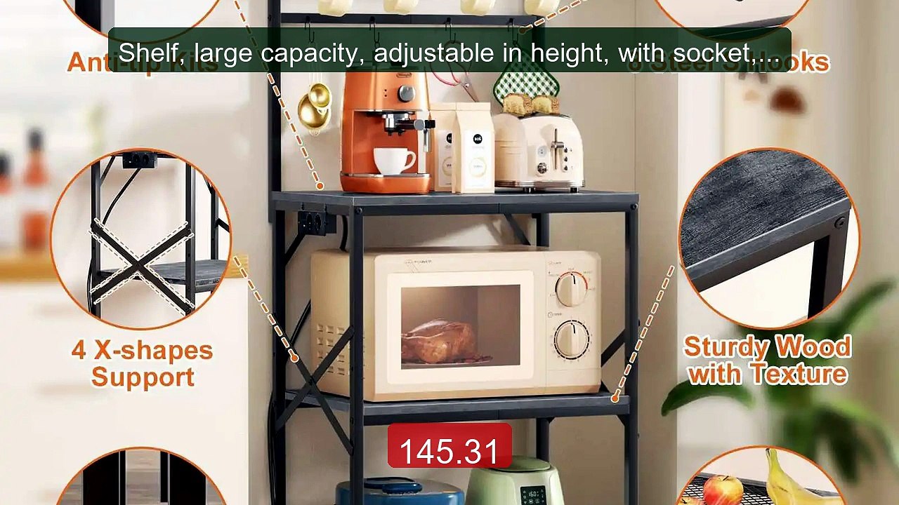 Shelf, large capacity, adjustable in height, with socket, wit... -- Amazing Value 2026 | Must Have!