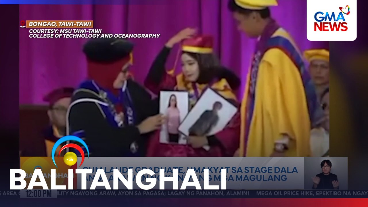 Cum Laude graduate, umakyat sa stage dala ang larawan ng kanyang mga magulang | Balitanghali