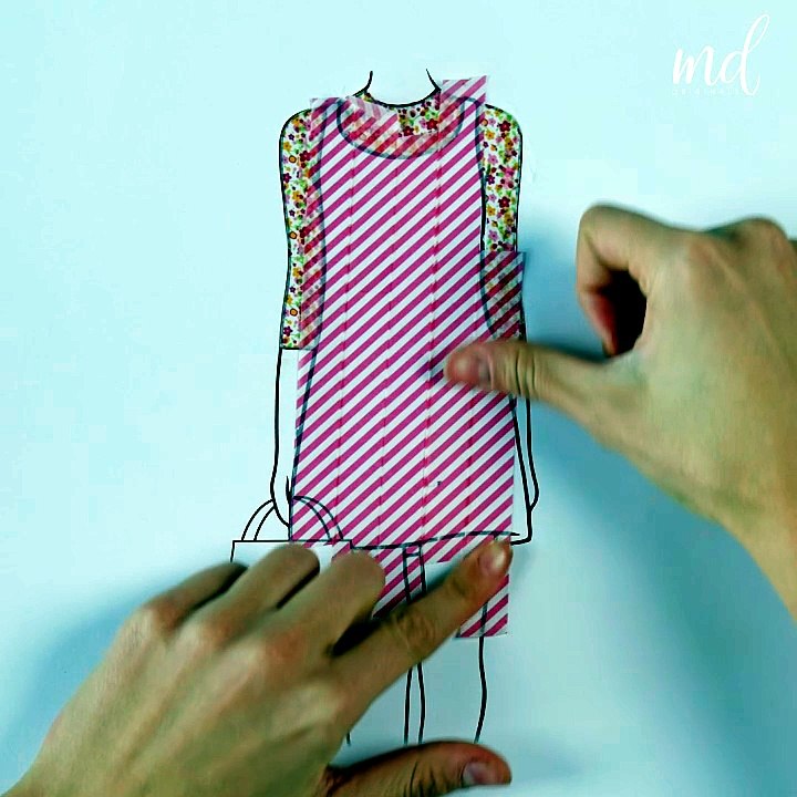 Dress sketch using pattern tape! 👗✨