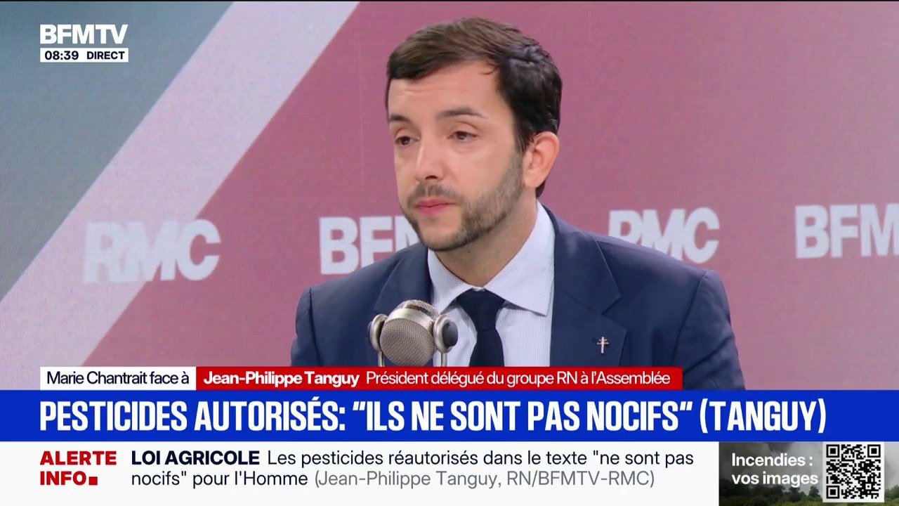 Pesticides: Jean-Philippe Tanguy (RN) dénonce un gouvernement de "gros lâches"