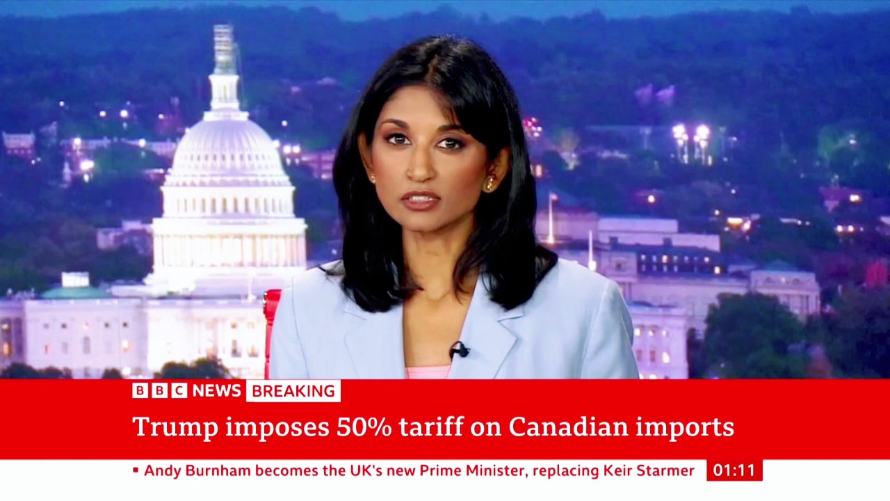 Trump slaps 50% tariffs on Canada and Carney vows to 'intensify' trade talks | BBC News