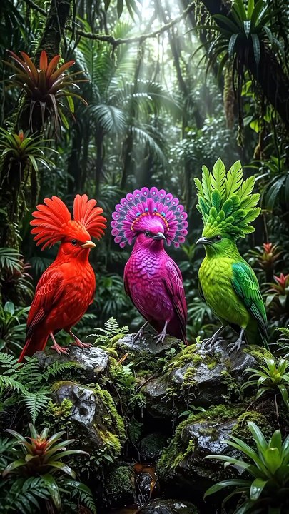 A trio of beautiful birds collaborating with lovely voices