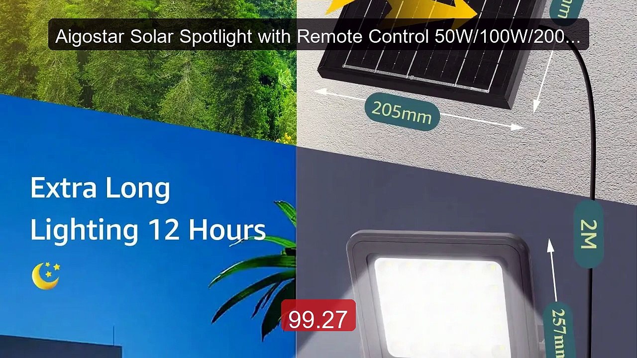 Aigostar Solar Spotlight with Remote Control 50W/100W/200W/300... -- Best Buy 2026 | Great Quality!