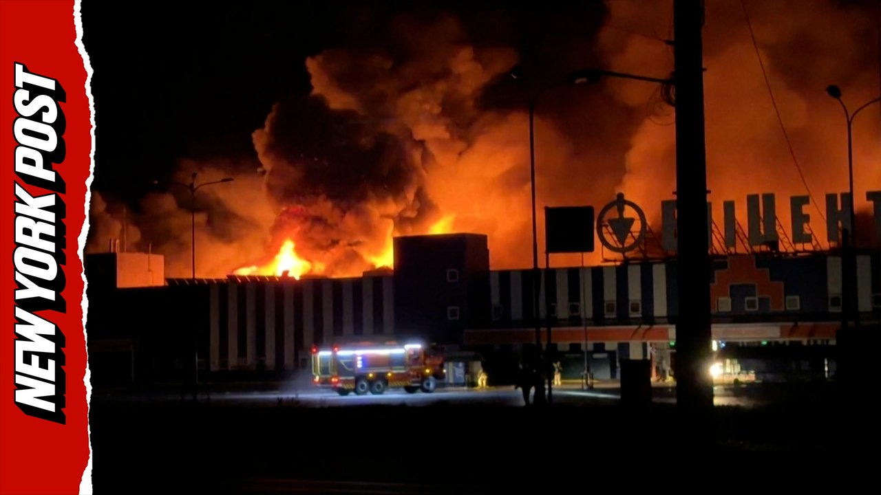 Ukraine hardware store engulfed in flames after devastating Russian drone attack