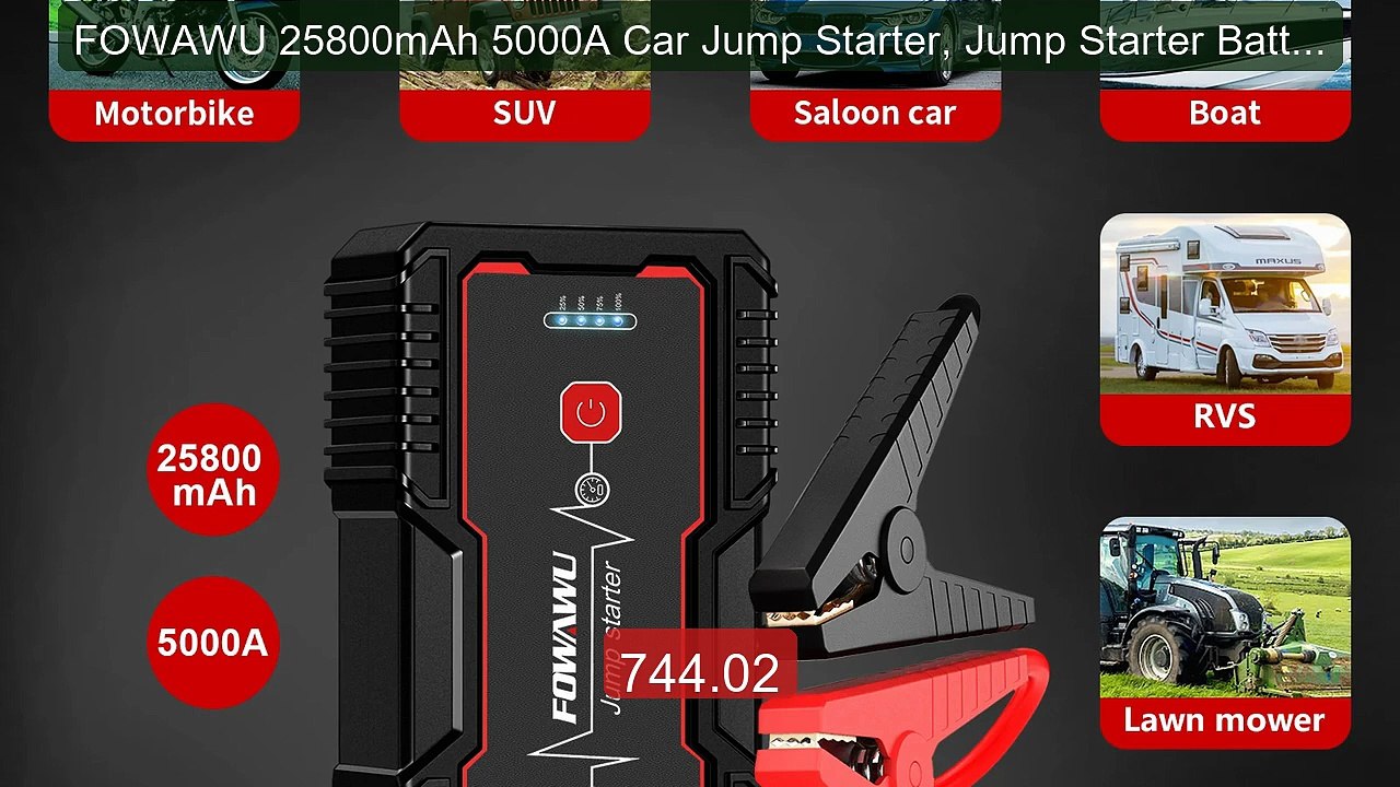FOWAWU 25800mAh 5000A Car Jump Starter, Jump Starter Battery ... -- Amazing Value 2026 | Must Have!
