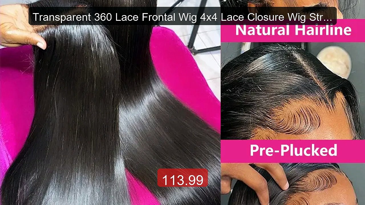 Transparent 360 Lace Frontal Wig 4x4 Lace Closure Wig Straigh... -- Amazing Value 2026 | Must Have!