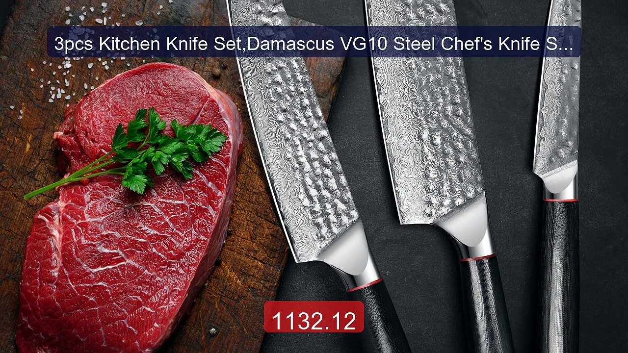 3pcs Kitchen Knife Set,Damascus VG10 Steel Chef's Knife Set,fo... -- Best Buy 2026 | Great Quality!