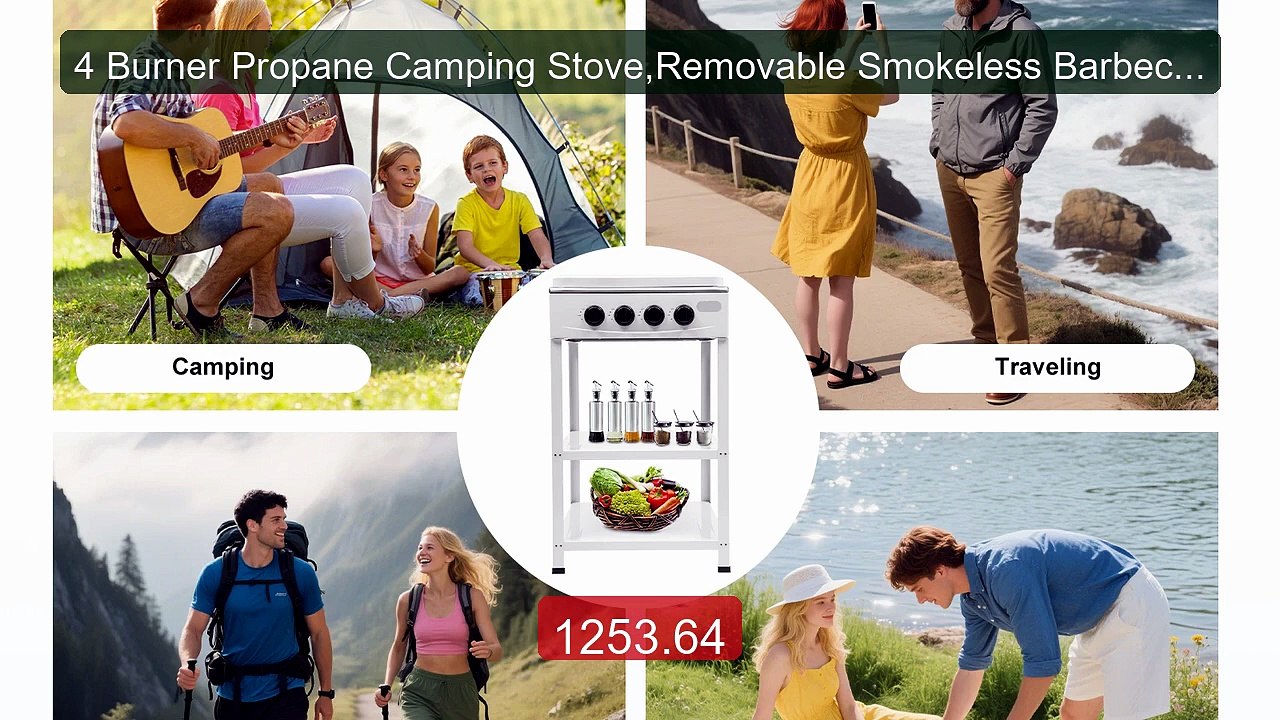 4 Burner Propane Camping Stove,Removable Smokeless Barbecue... -- Top Pick 2026 | Unbeatable Price!