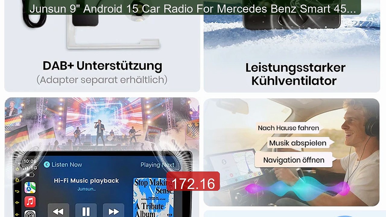 Junsun 9" Android 15 Car Radio For Mercedes Benz Smart 453 Fo... -- Amazing Value 2026 | Must Have!