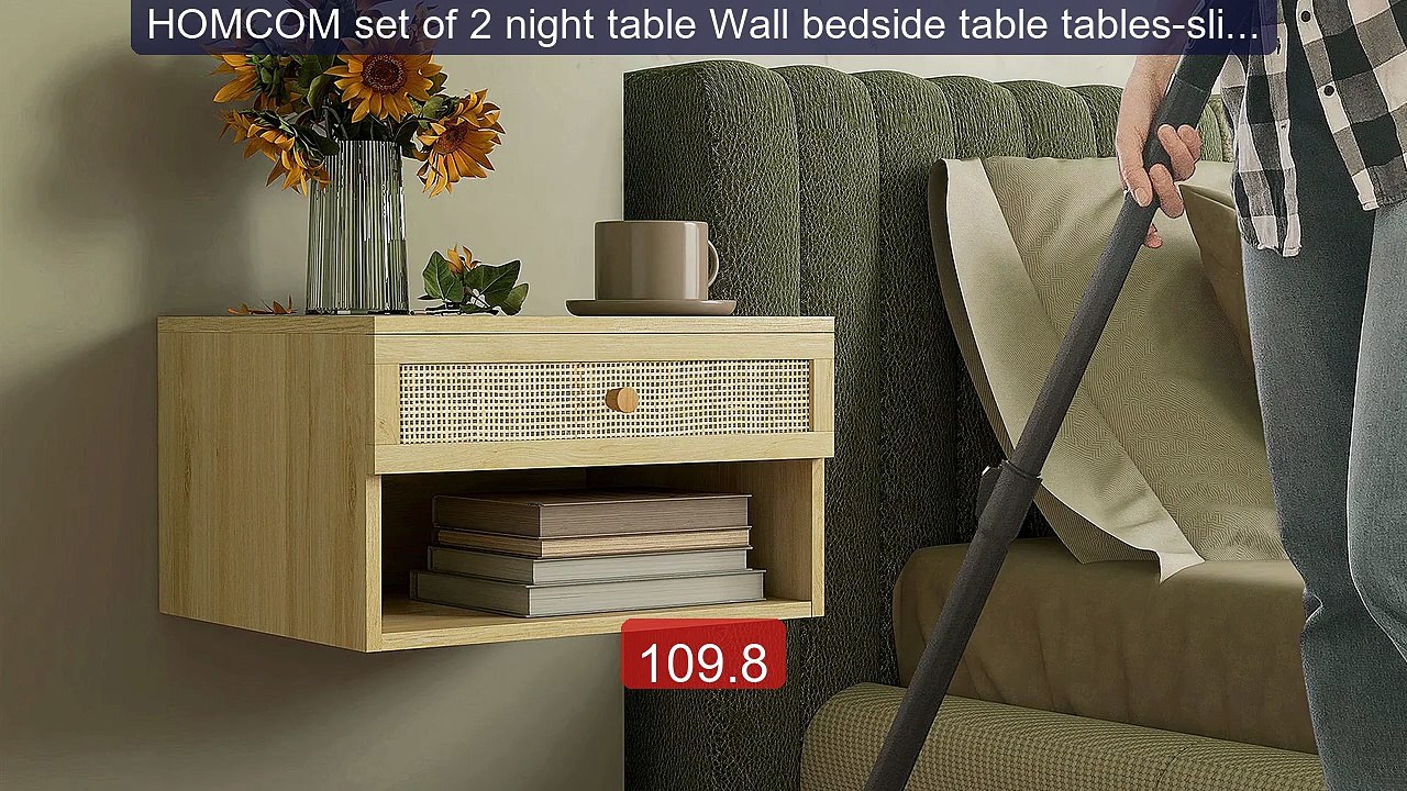 HOMCOM set of 2 night table Wall bedside table...