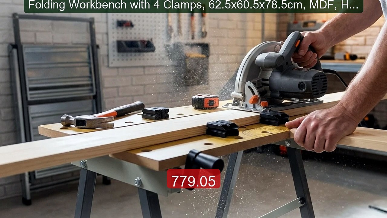 Folding Workbench with 4 Clamps, 62.5x60.5x78.5cm, MDF, Heavy ... -- Best Buy 2026 | Great Quality!