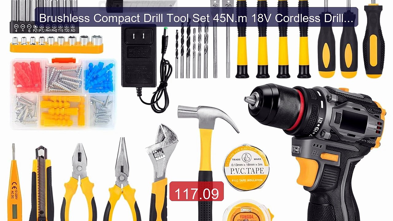 Brushless Compact Drill Tool Set 45N.m 18V Cordless Drill S... -- Top Pick 2026 | Unbeatable Price!