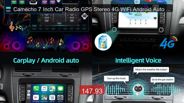 Camecho 7 Inch Car Radio GPS Stereo 4G WiFi Android Auto Carplay F... Best Deal 2026 | Shop Now!