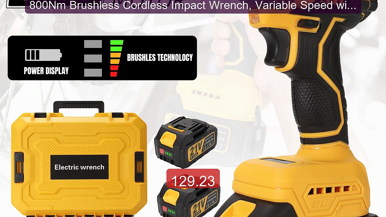 800Nm Brushless Cordless Impact Wrench, Variable Speed with LE... -- Best Buy 2026 | Great Quality!