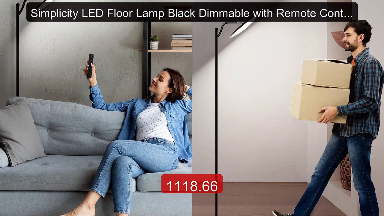 Simplicity LED Floor Lamp Black Dimmable with Remote Control Uplig... -- Best Deal 2026 | Shop Now!