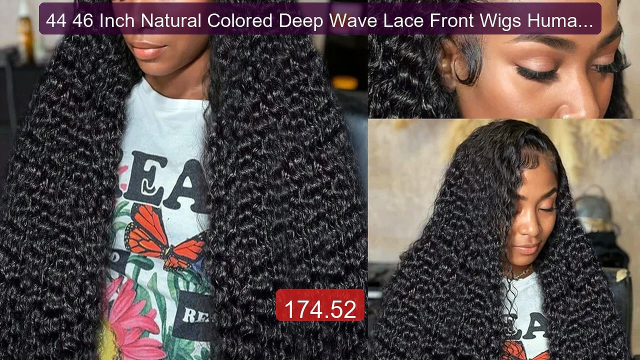 44 46 Inch Natural Colored Deep Wave Lace Front Wigs Human Ha... -- Amazing Value 2026 | Must Have!