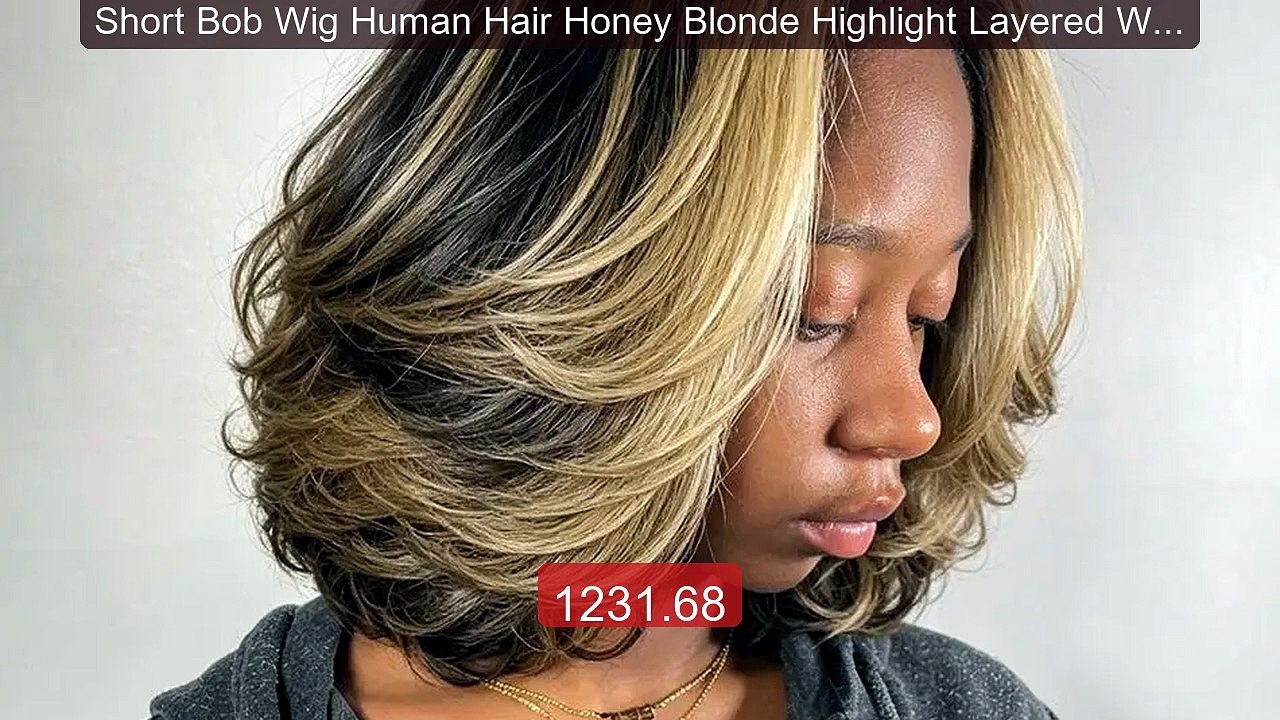 Short Bob Wig Human Hair Honey Blonde Highlight Layered Wig... -- Top Pick 2026 | Unbeatable Price!