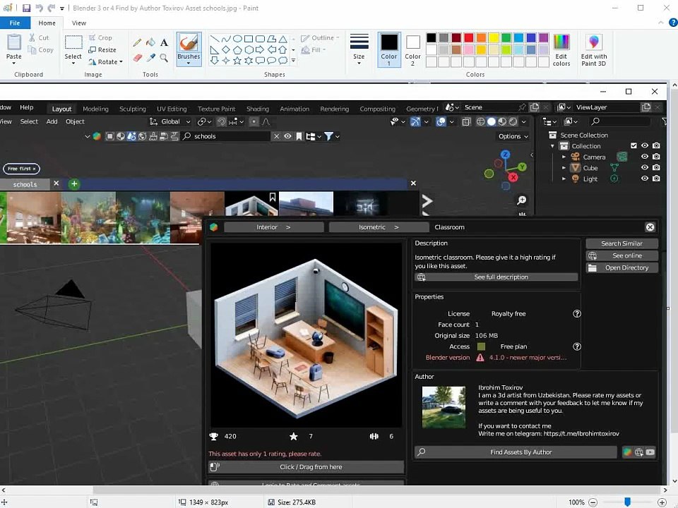 Blender 3 or 4 Find Assets by Author Toxirov Asset school classroom thanks my remod