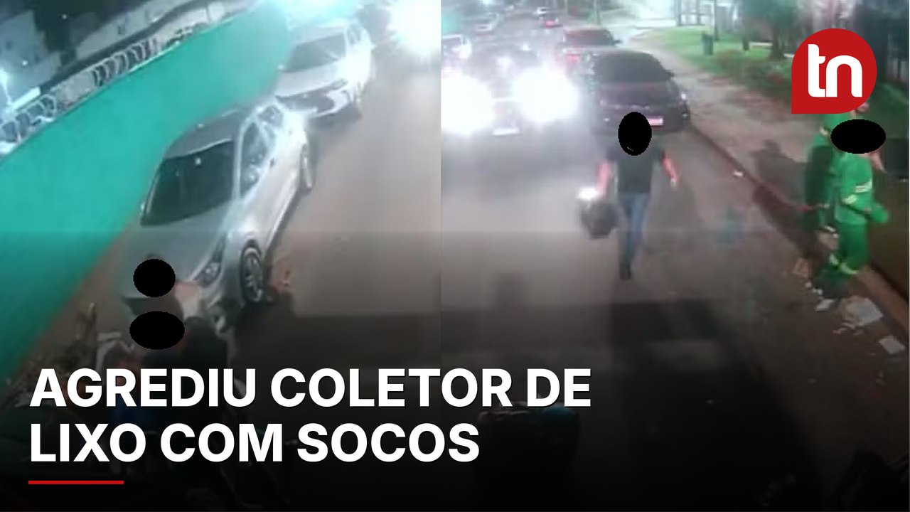 COLETOR DE LIXO APANHA DE MOTORISTA DE CARRO DE LUXO IRRITADO COM A COLETA