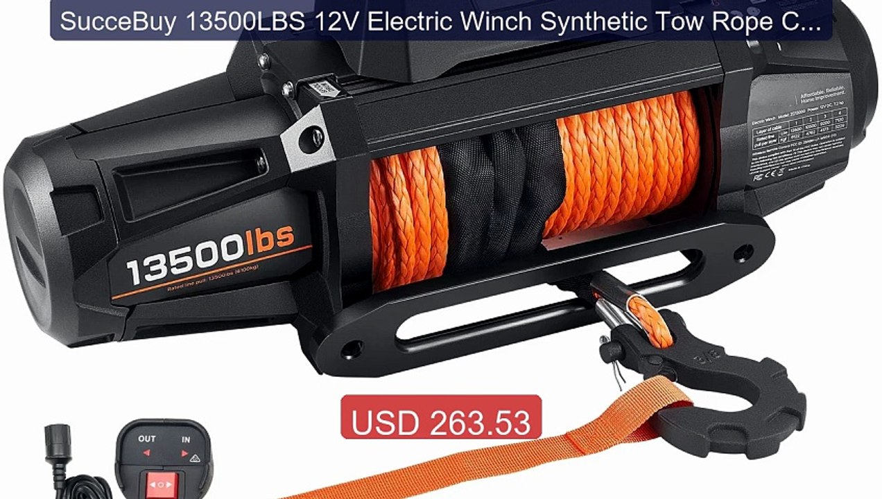 SucceBuy 13500LBS 12V Electric Winch Synthetic Tow Rope Car W... -- Amazing Value 2026 | Must Have!