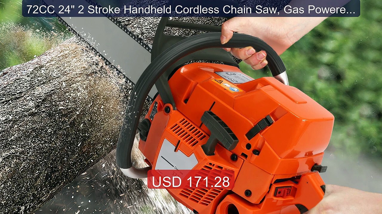 72CC 24" 2 Stroke Handheld Cordless Chain Saw, Gas Powered ... -- Top Pick 2026 | Unbeatable Price!
