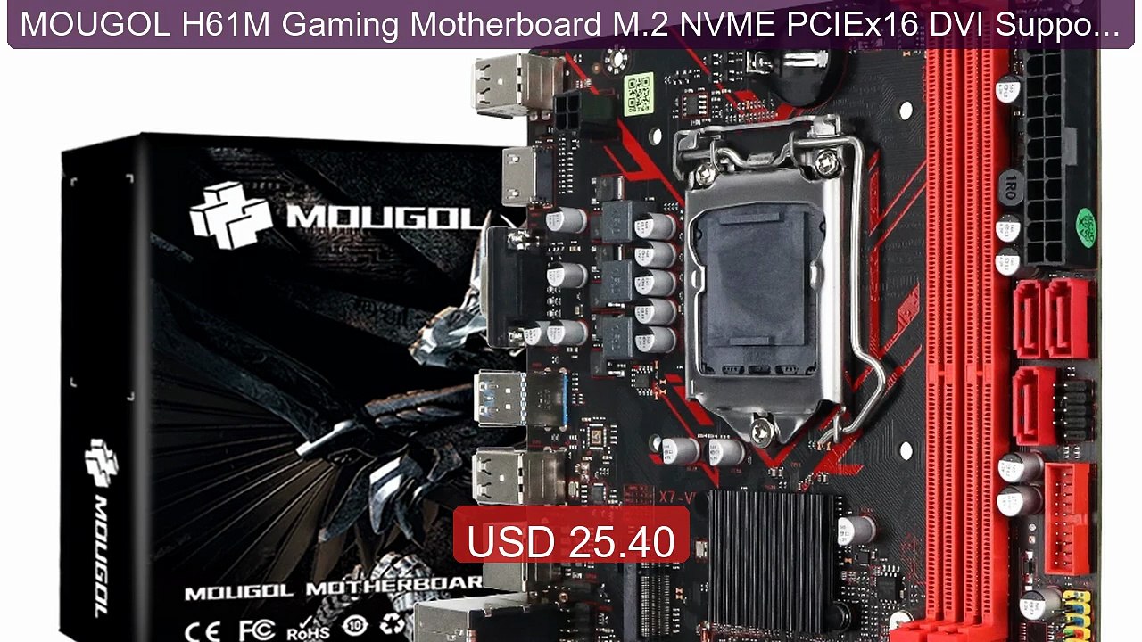 MOUGOL H61M Gaming Motherboard M.2 NVME PCIEx16 DVI Supports D... -- Best Buy 2026 | Great Quality!
