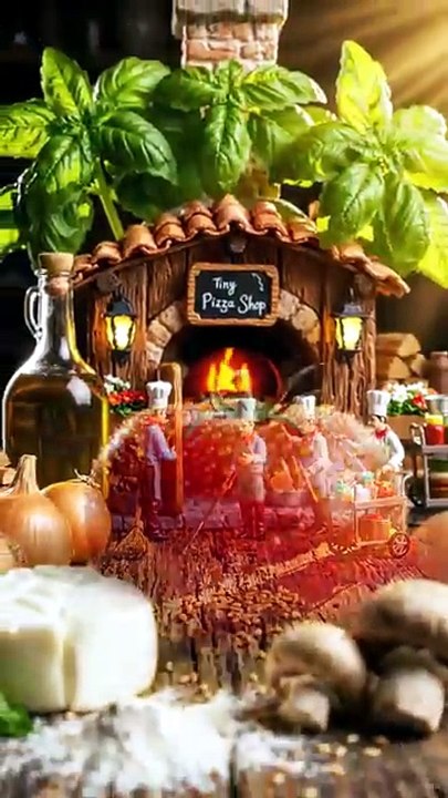 Tiny Pizza Shop 🍕 _ Miniature Chefs Cook a Giant Pizza!