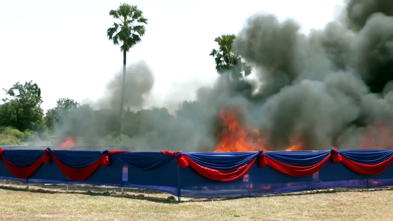 Cambodian authorities destroy 11,000 lbs of illicit drugs