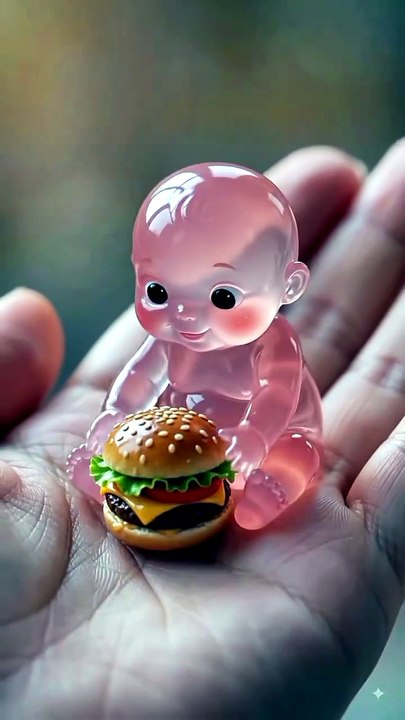 Cute Jelly Baby Eating a Giant Burger 🍔💖 | Adorable AI Animation