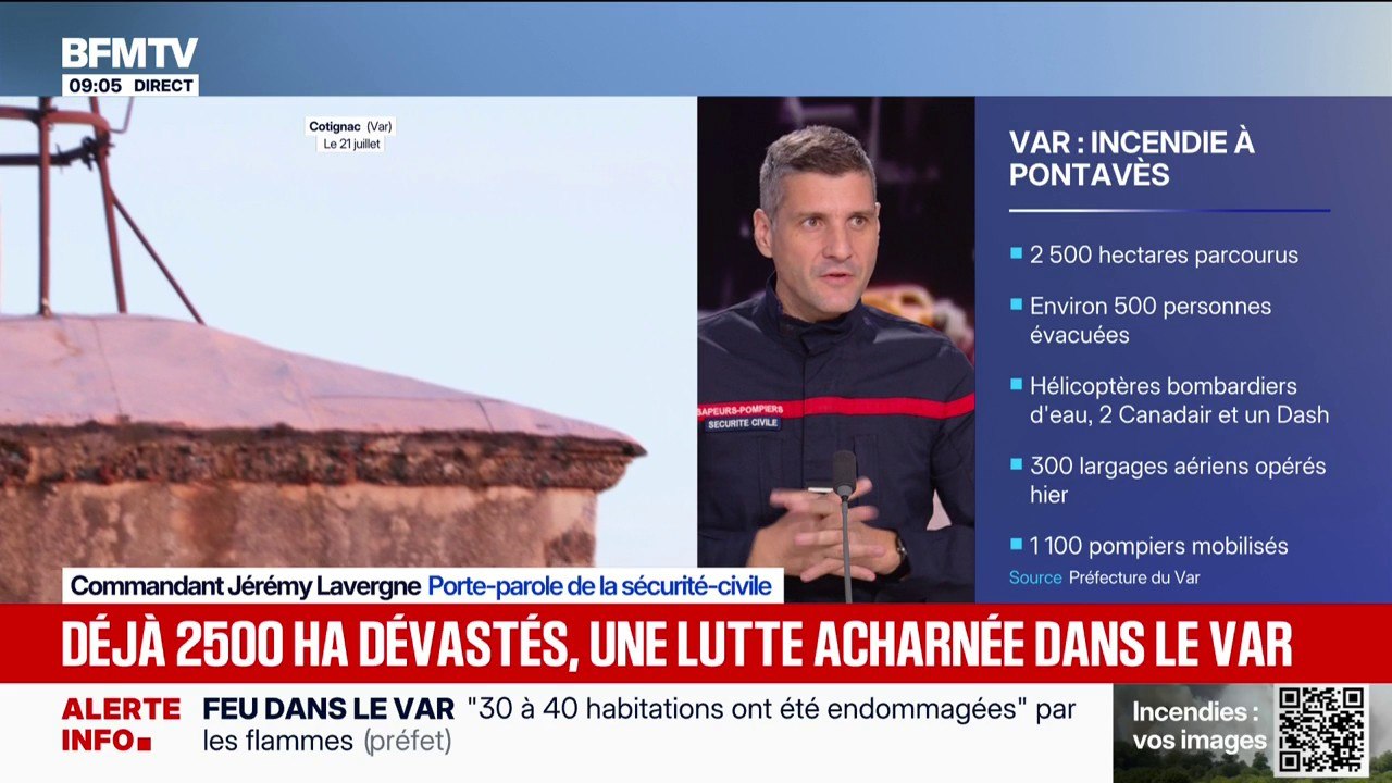 Incendie dans le Var: "On a des moyens très importants mis en œuvre", indique Jérémy Lavergne, porte-parole de la Sécurité civile