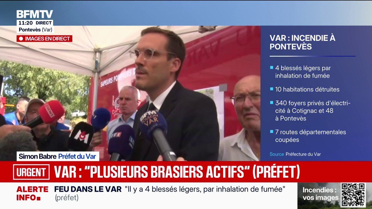 Incendie dans le Var: "Le bilan humain est de quatre blessés par inhalation de fumée", confirme le préfet
