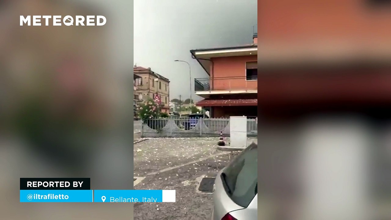 Massive hail storm pummels Bellante, Italy!